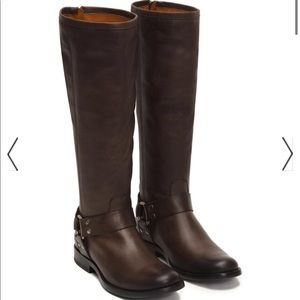 Frye Women's Smoke Phillip Harness Tall Boots - Round Toe size 9 extended calf